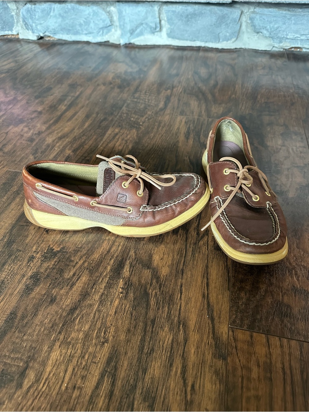 Sperry Brown Leather Boat Shoes with Tan Soles